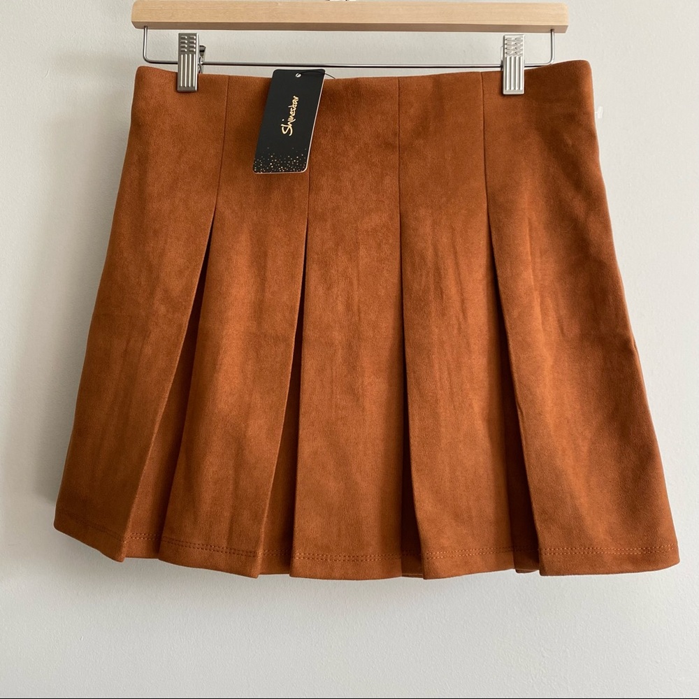 Shinestar Pleated Mini Skirt Burnt Orange Size Large